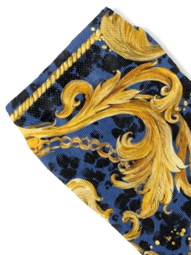 golden lion and damask ornament. Socks loose luxury Stockings man Designer Man Socks Women's