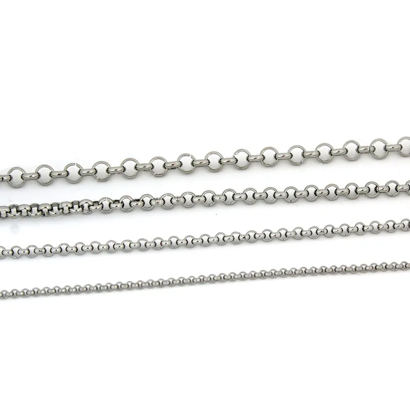 

2 Meters Never Fade Stainless Steel Chain Cuban Link Bulk O Shape Necklace Chains For DIY Jewelry Making Accessories Supplies