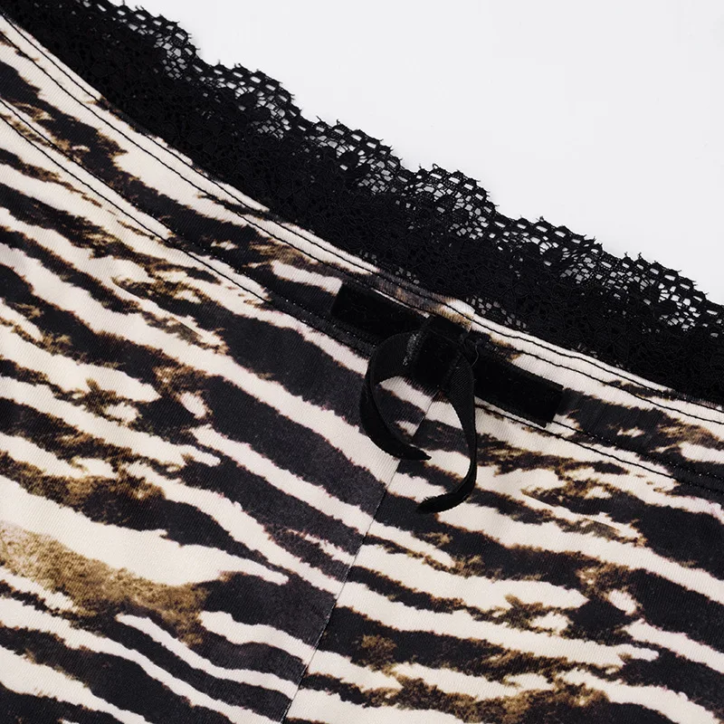 FAGADOER Fashion Lace Patchwork Bodycon Pants for Woman Pattern Leopard Print Elasticity Pants Female Streetwear Bottoms New