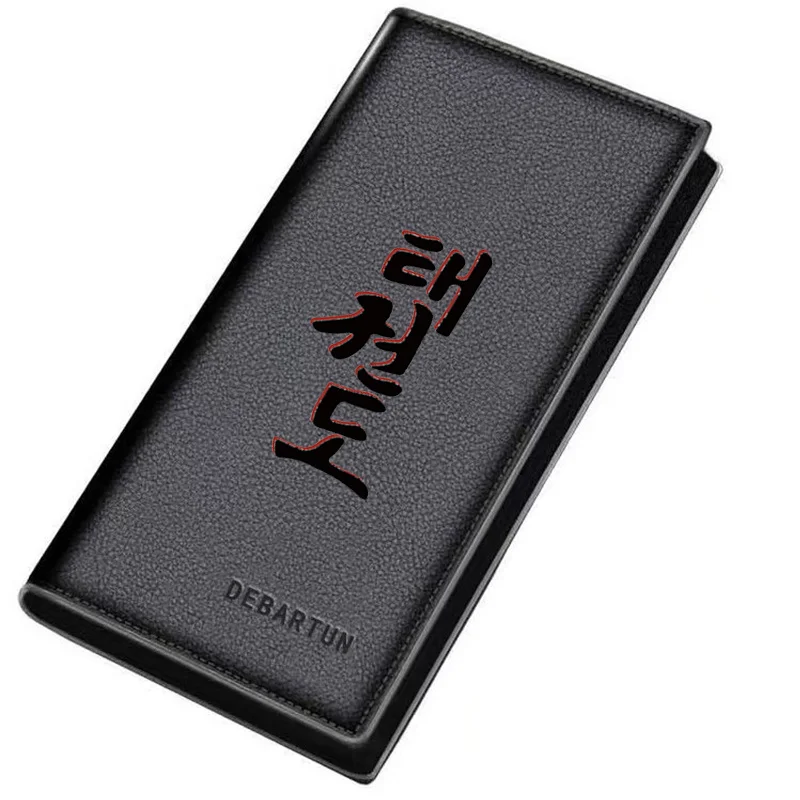Korean characters vertical black font design Men's Long Wallets Business Stylish Printing Design Casual Use Christmas Valentine'