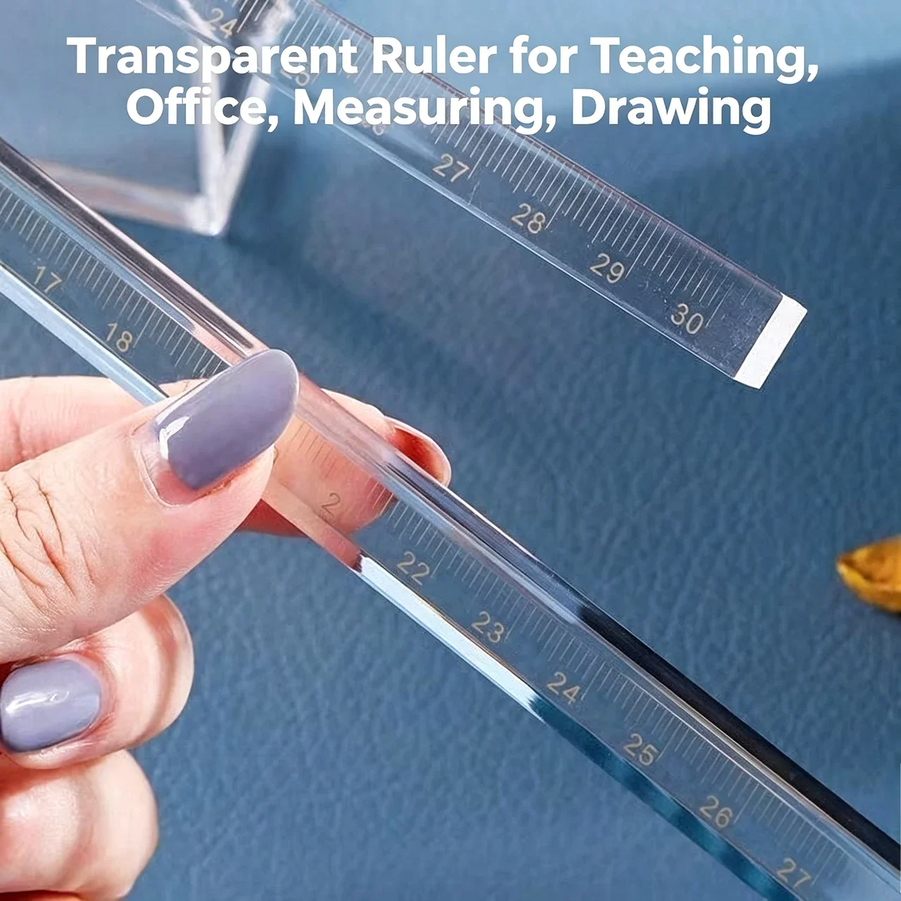 15/20/30cm Clear Acrylic Ruler - Thickened 3D Four-Edge Design for Office, Student & Engineer Drawing