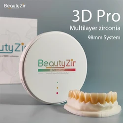 Beautyzir 3DPro Multilayer Dental Zirconia repair materials 98mm System 20-22mm Super Translucency Dental Zirconia Discs