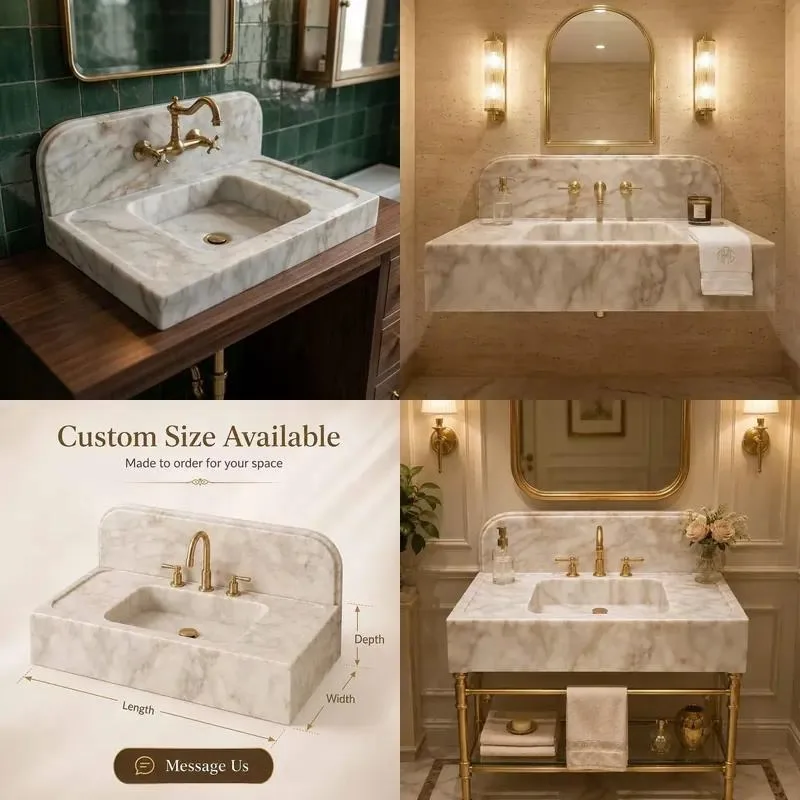 Newstar Deluxe Caracatta Gold Marble Bathroom Washbasin Natural Stone Countertop Sink