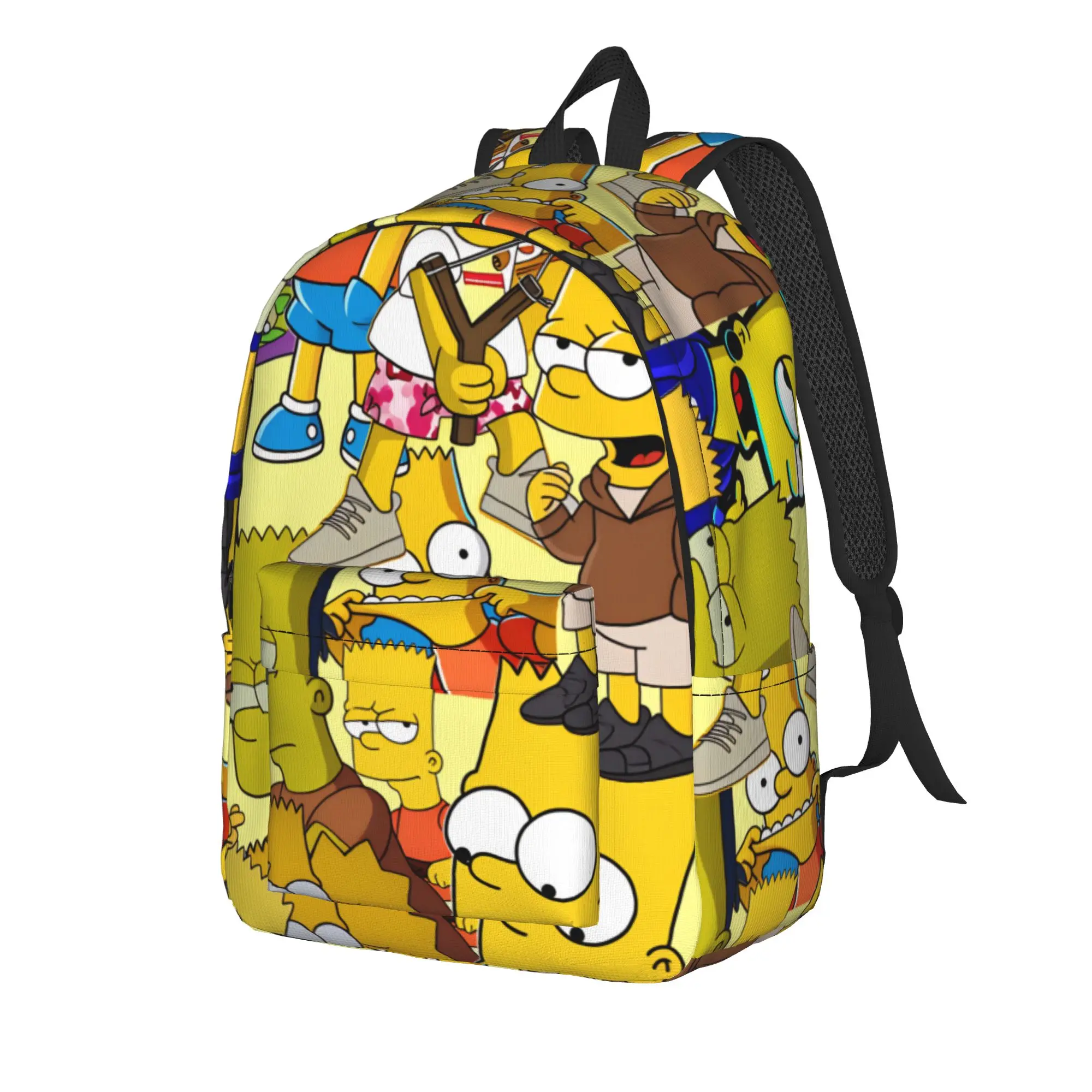 S-Simpsons Funny Bart Meme Collage Backpack  Travel Backpacks Boy Kawaii High School Bags Colorful Large Rucksack