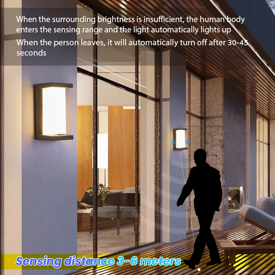 الجدار ضوء أضواء LED محس حركة داخلي في الهواء الطلق 85-265 فولت ABS أضواء مقاومة للماء غرفة الديكور الأجهزة المنزلية للشرفة المنزلية