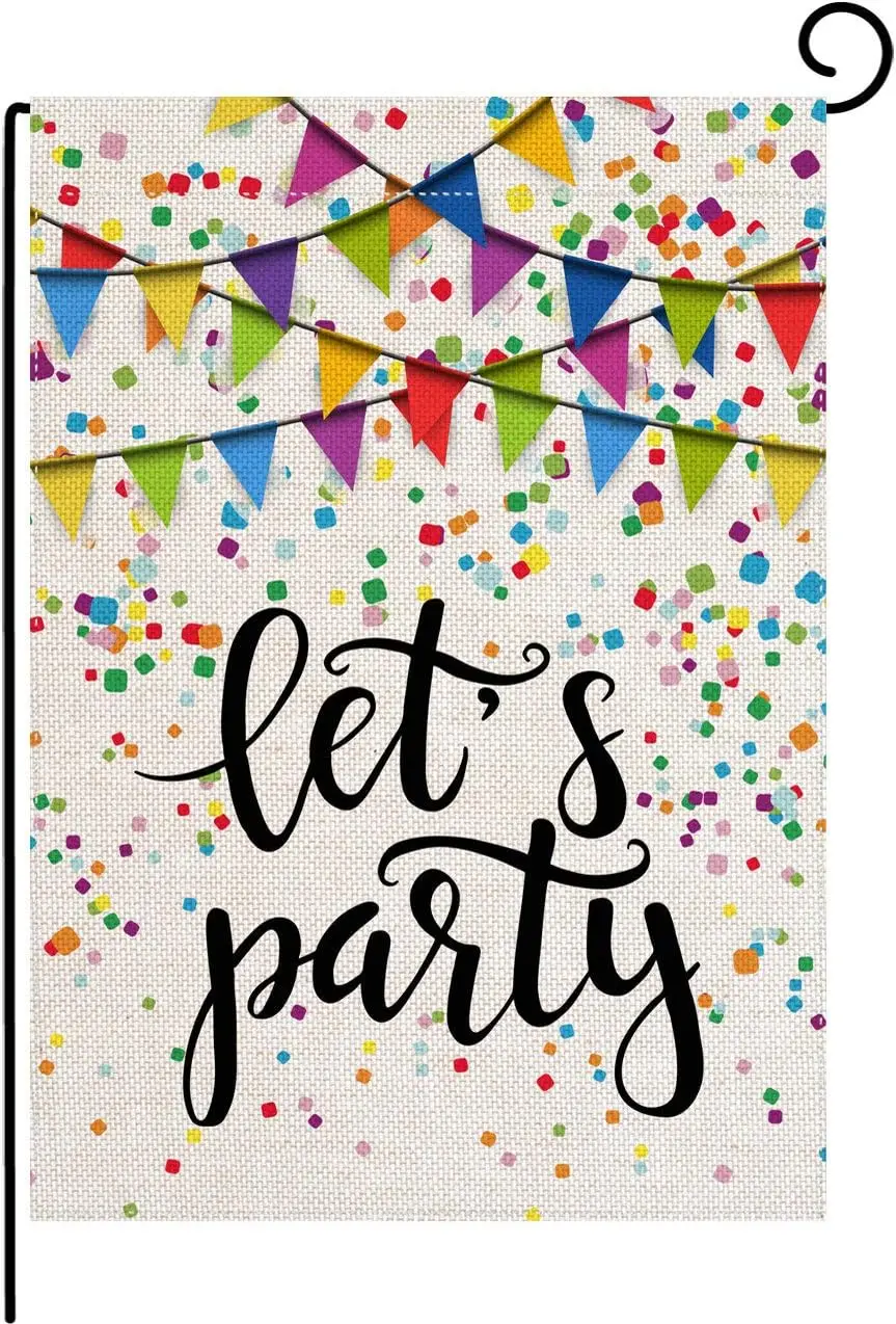 pingpi Let's Party Festive Birthday Home Garden Flag 12.5