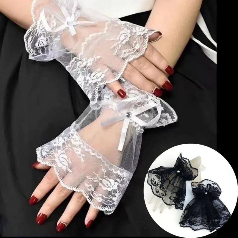 

Fashion Detachable Wrist Cuffs For Women Sweater Fake Sleeves Lolita Hand Sleeve Cuffs Wedding Dress Lace Fake Cuffs Cosplay