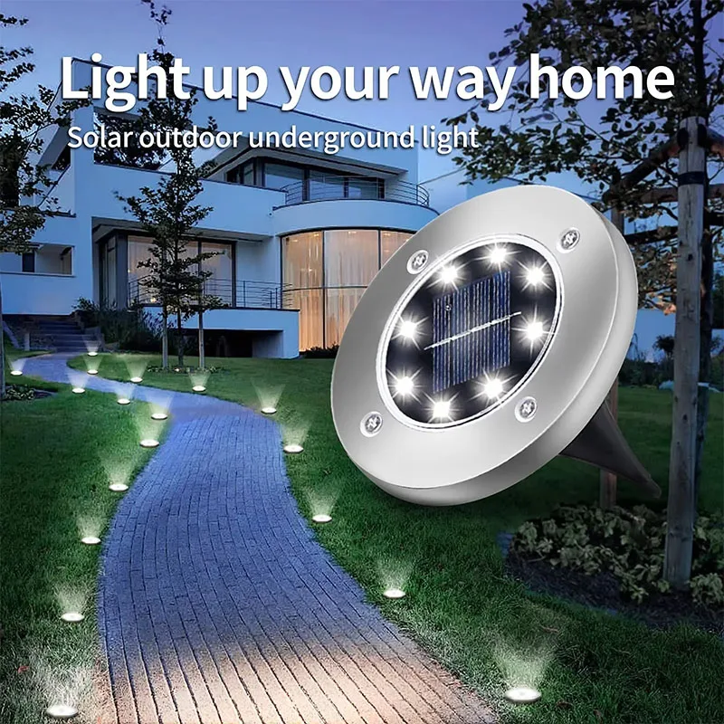 

8/20LED Solar Power Disk Light Outdoor Garden Solar Underground Light Deck Light Spotlight Buried Solar Led Lamp Garden Decor