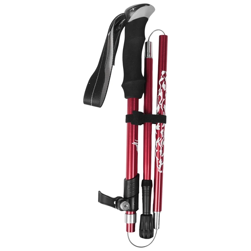 Folding Trekking Pole Ultra-Light Ultra-Short Telescopic Outdoor Cane Hiking Stick 5-Section Hiking Stick