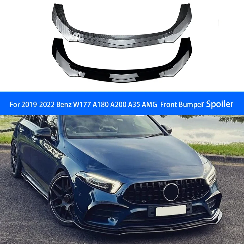 Front Lip Bumper Blade Guard Protector Cover For 2019-2022 Mercedes Benz W177 A180 A200 A35 AMG Front Bumper Spoiler