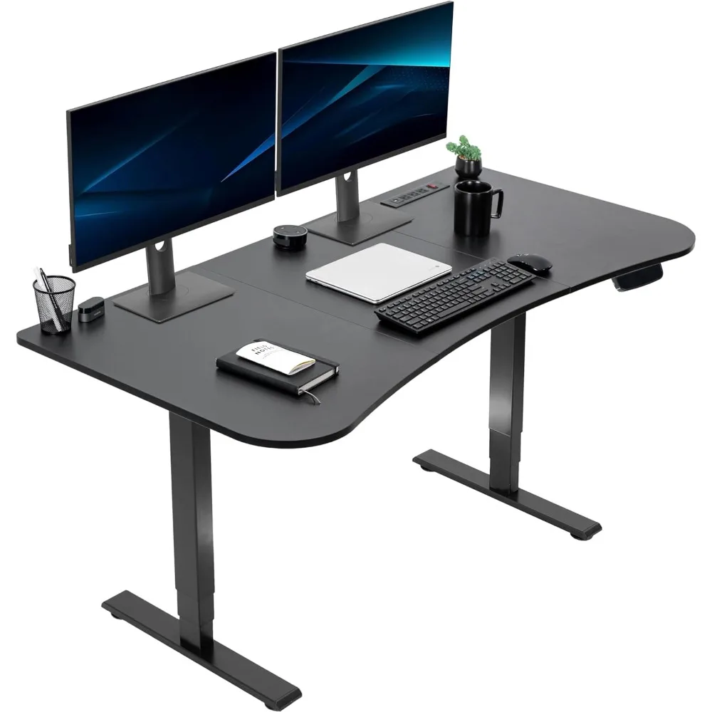 Electric 63 x 32 inch Standing Desk with Built-in Power Strip, Memory Controller Height Adjustment, 176 lb Frame Support, 2E