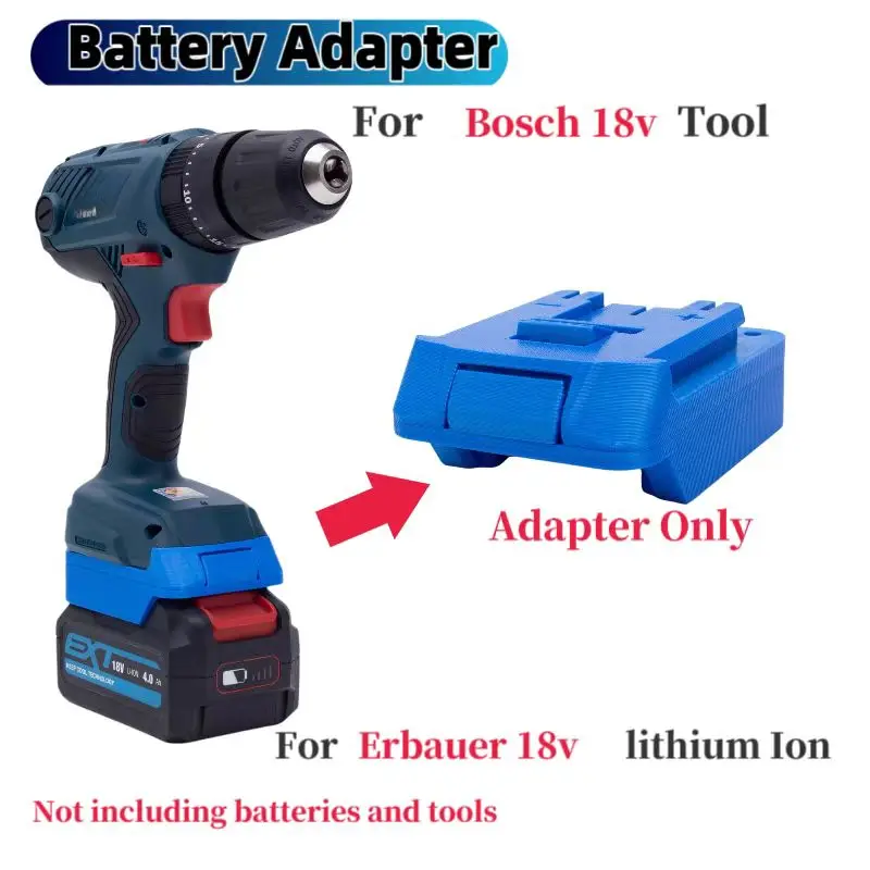 Baterías ﻿ Adaptador para convertidor de baterías de iones de litio Erbauer EXT de 18 V a herramienta Bosch de 18 V ﻿ Convertidor (sin batería ni herramientas)