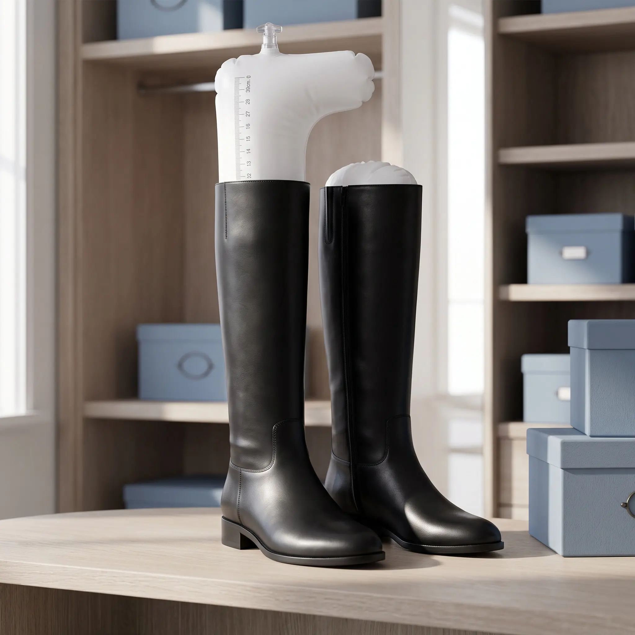 3Pairs 32Cm Inflatable Boots Stretcher PVC Long Women Shoe Holder Boot Trees for Tall Boots Non Return Valve Portable