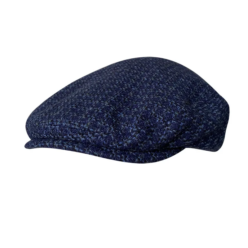 Gent Tweed Retro Big Size 60cm Newsboy Caps Men Autumn Woolen Striped Checkered Forward Hat Herringbone Flat Top Detective Beret 3