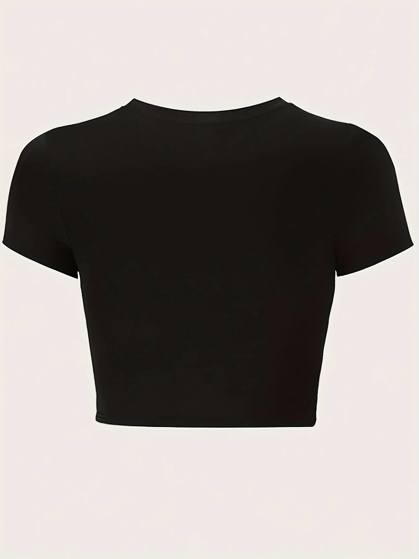 T-shirt girocollo con stampa fiocco Casual manica corta Slim Crop Top per abbigliamento estivo da donna