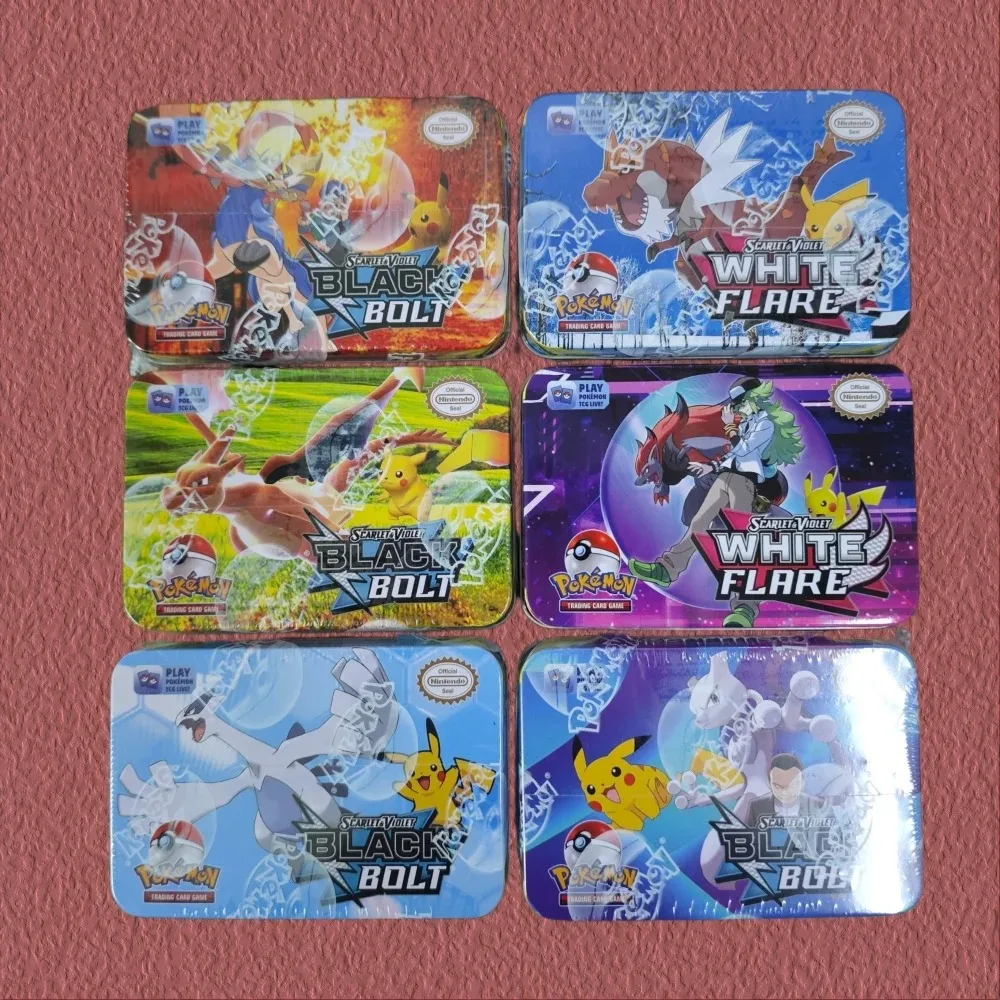 Lo último de 42 Uds./1 caja de tarjetas bancarias de Pokémon, juguete para niños, caja de Metal de hierro, juego de batalla, cartas comerciales, tarjetas de colección, regalos de Pikachu