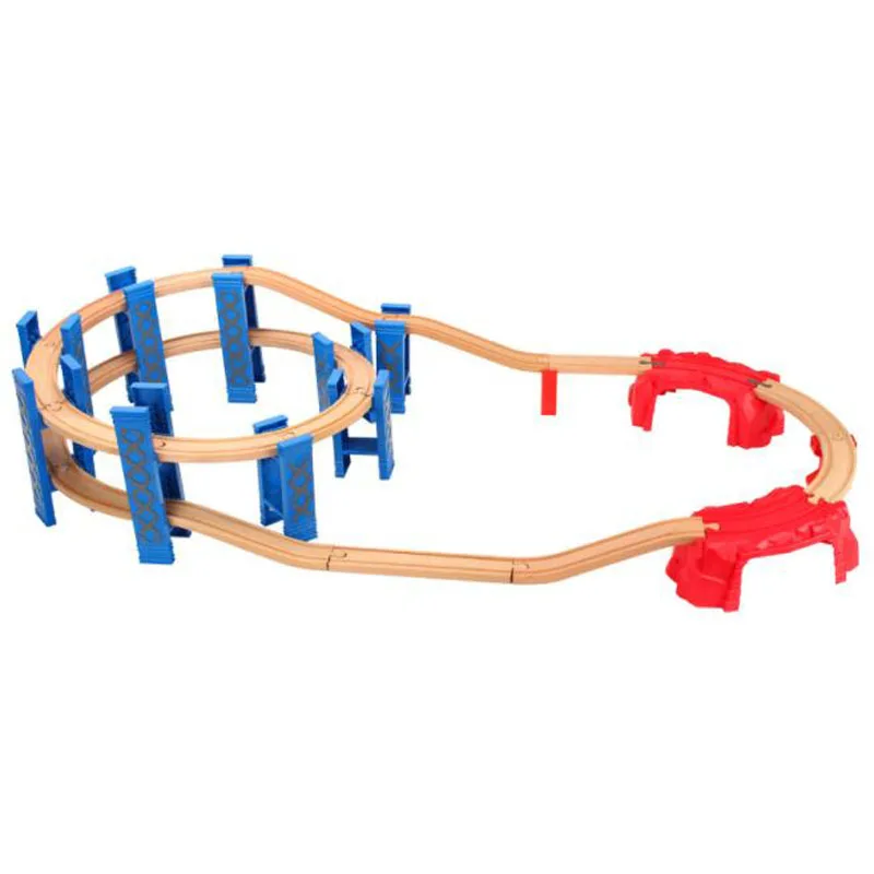 Wooden Railway Tracks Plastic Spiral Track All Kinds Bridge Piers Accessories Fit For Thomas Biro All Brands Wooden Tracks Toys