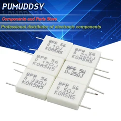 100PCS BPR56 5W 0.1 0.15 0.22 0.25 0.33 0.5 ohm Non-inductive Ceramic Cement Resistor 0.1R 0.15R 0.22R 0.25R 0.33R 0.5R