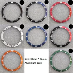 Watch accessories aluminum bezel green luminous dot size 39mm * 32mm flat bezel