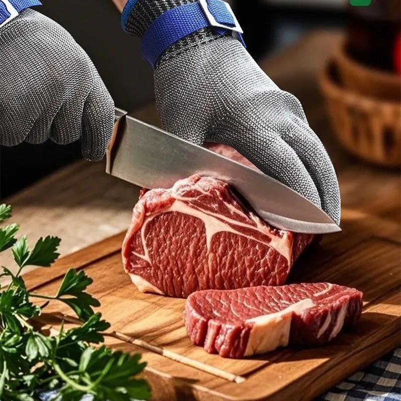 Металлические перчатки с защитой от порезов, защитные от порезов, устойчивые к ударам, проволока из нержавеющей стали, металлическая сетка, защитные перчатки для мясника, устойчивые к порезам