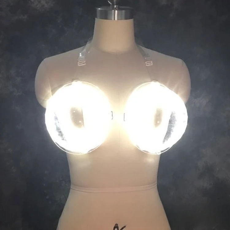 LED Glowing Bra Nightclub Party Wear Light Up Cocktail Drink Feeding Bra Bar KTV Neon Costume Accessories Women Clubwear Rave