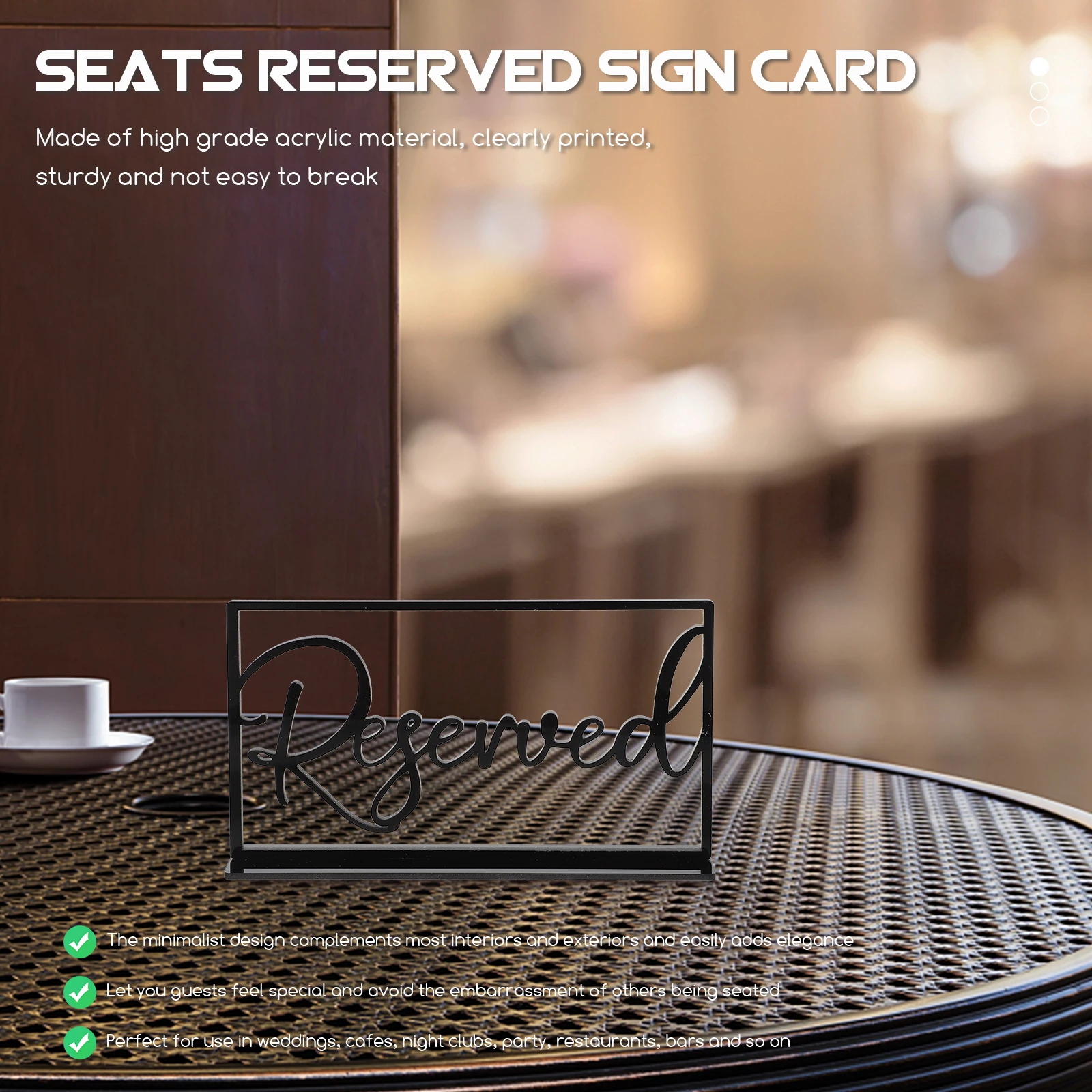 

2Pcs Black Acrylic Reserved Table Signs Seating Cards for Wedding Party Restaurant Decor Minimalist Design High Quality Clear