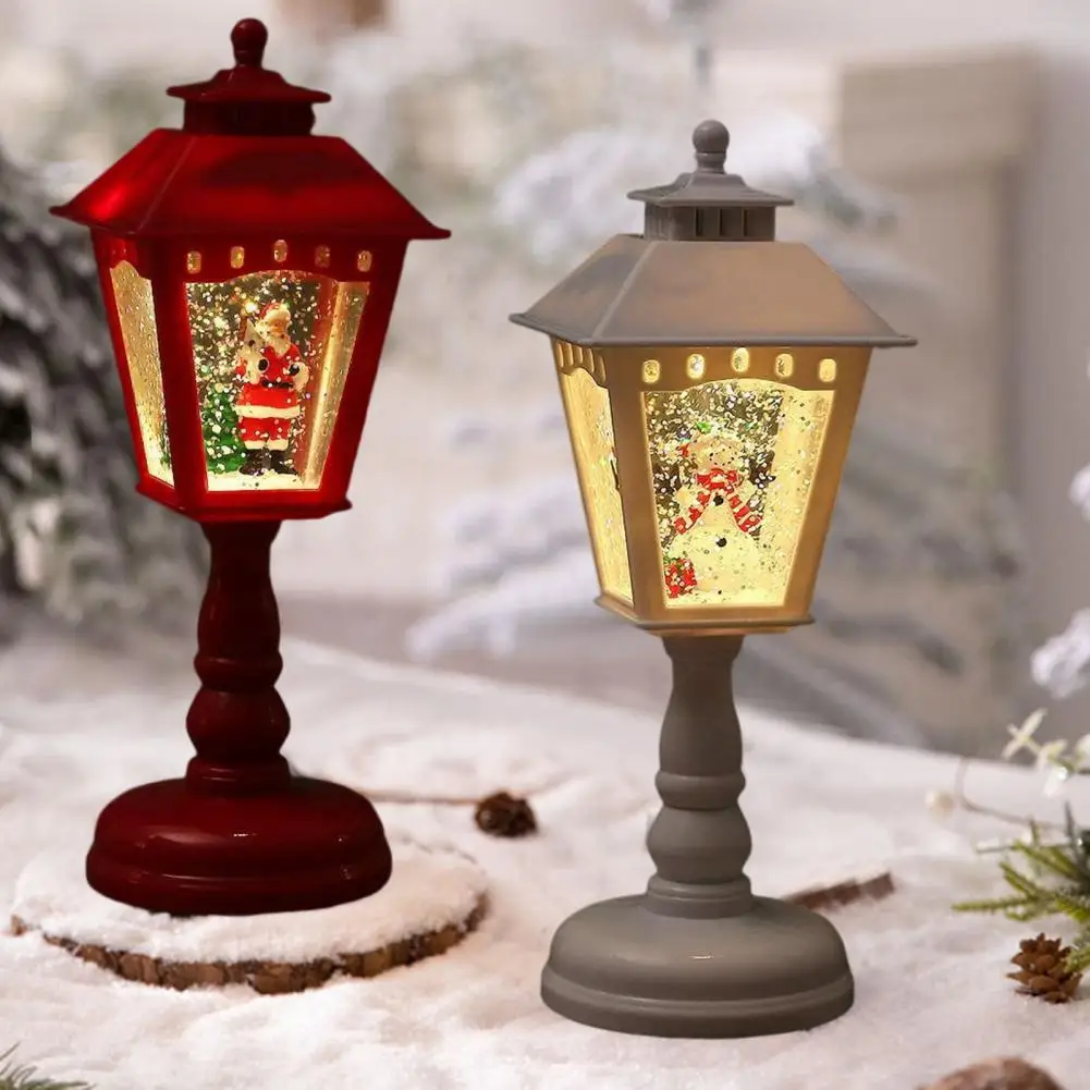 Christmas Tree Night Light, lunático a pilhas, Snow Globe, Candle Lights, Spinning Water, Feriado