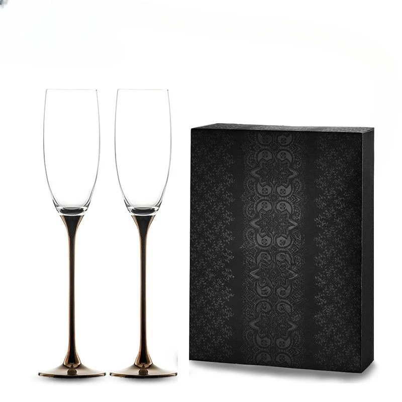 

Crystal glass champagne cup European gold-painted beriberi sparkling wine cup wedding gift box cover