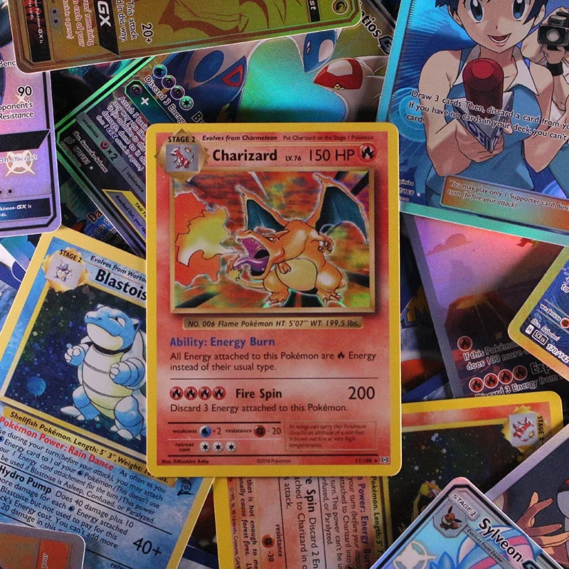 بطاقات الوكيل لألعاب الترفيه PKM Shining Charizard Blastoise Mewtwo GX Solgaleo GX Pikachu EX مجموعة بطاقات اللعب هدية