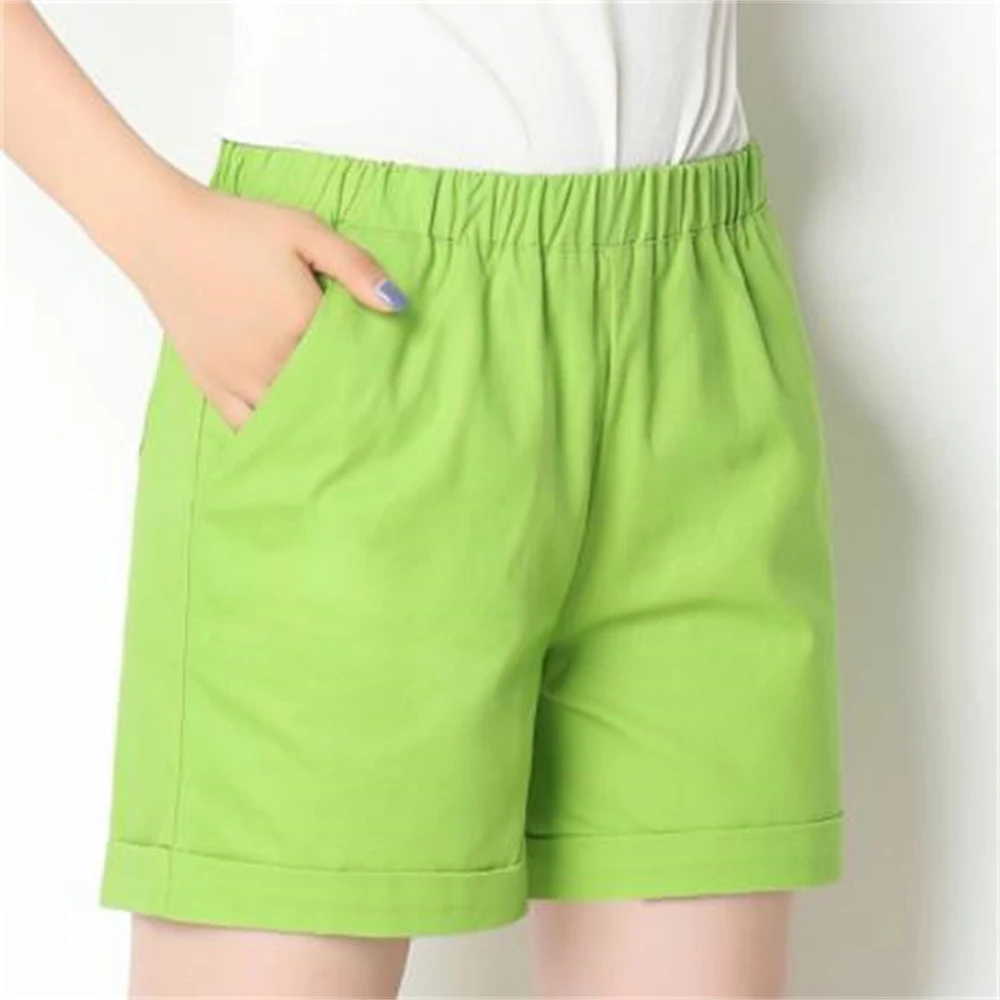 

2024 Summer Fashionable Biker Short Candy Color Beach 100% Cotton Shorts Women Loose Female Short Pants Breechcloth Scanties