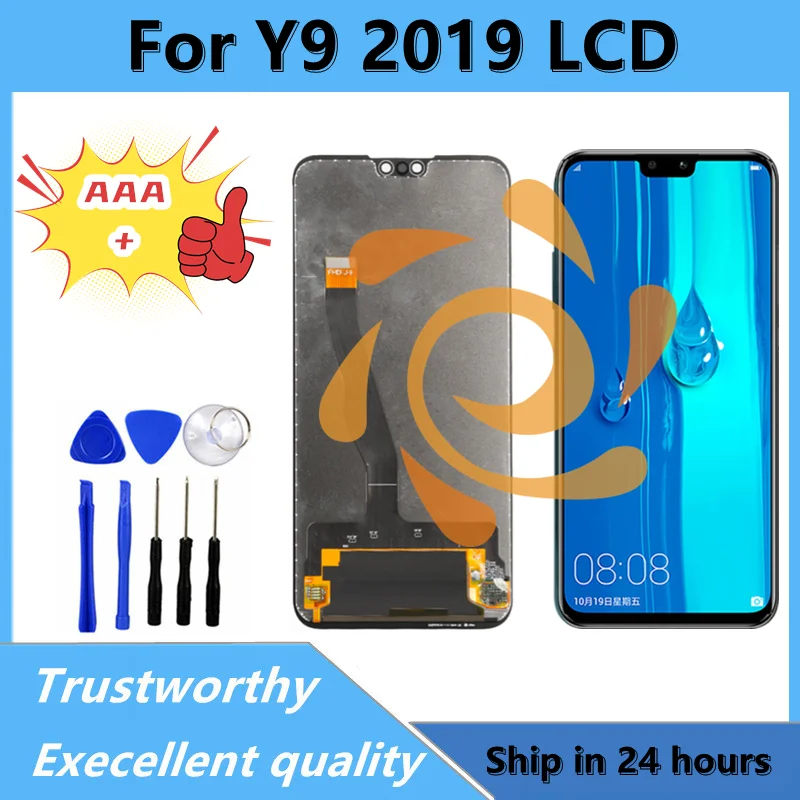 100% TestFor Huawei Y9 2019 LCD Display Screen With Frame Y9 2019 JKM LX1 LX2 LX3 Display Touch Screen LCD Digitizer Panel Parts