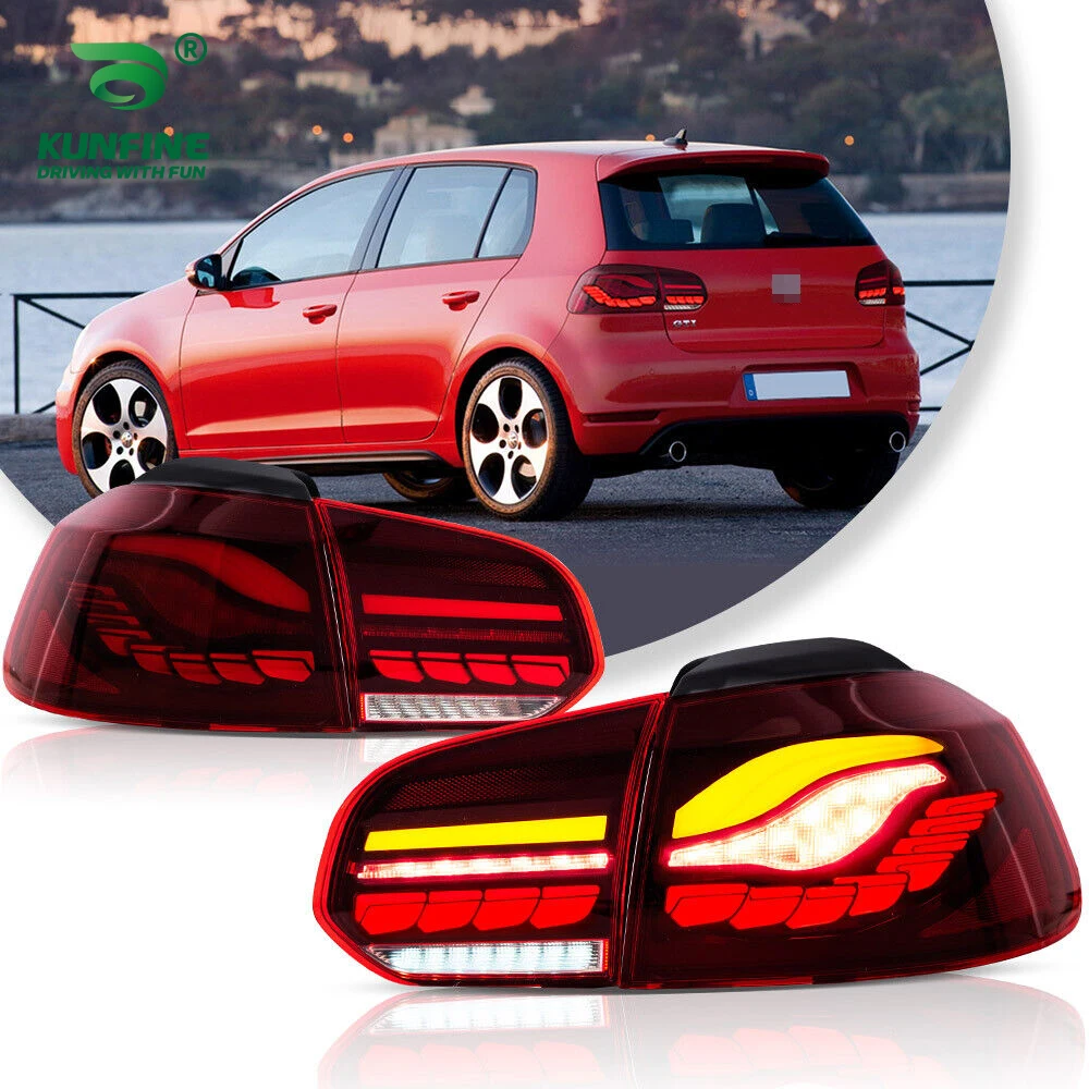 

Pair Of Car Tail Light Assembly For VW golf6 mk6 R20 2008-2013Brake Light dragon running water flicker With Turning Signal Light