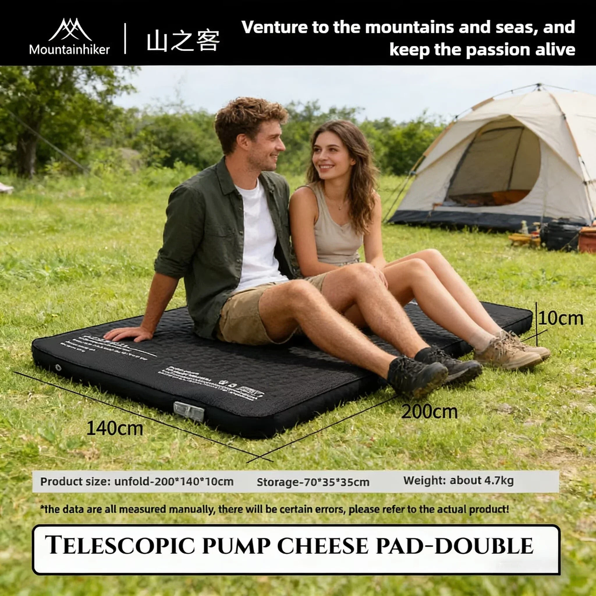 Bild 4: MOUNTAINHIKER Isomatte Upgrade Edition 10CM Hoch mit Aufbewahrungstasche Tragbare Camping-Luftmatratze