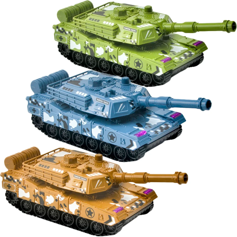 

3 Pcs Tank Toy Car Retro Figures Statue Cars Toys Boy Sculpture Vehicle Plastic Model Child Kids