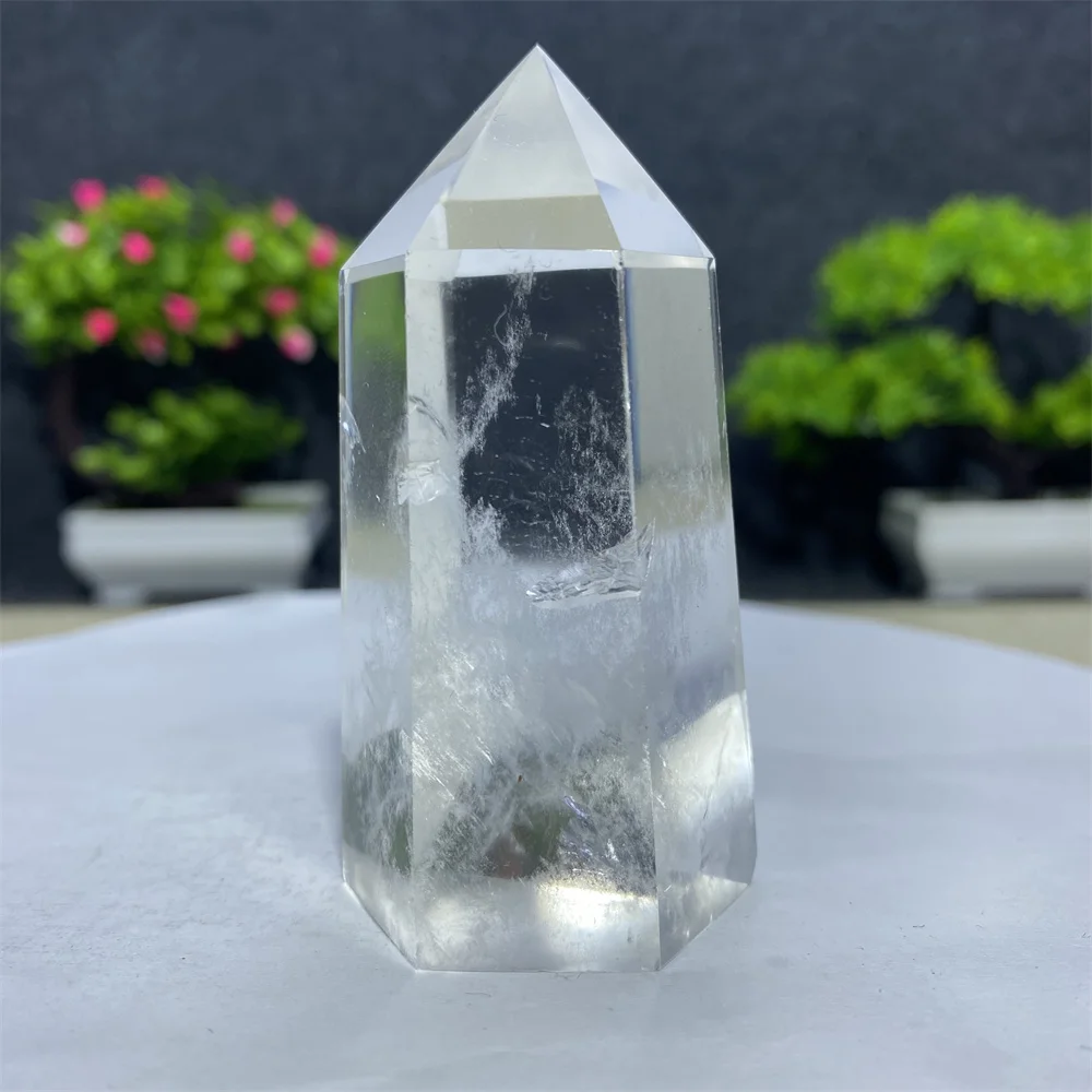 High Quality Natural Crystal White Clear Quartz Column Wand Hexagonal Tower Spiritual Meditation Healing Mineral Energy Stone