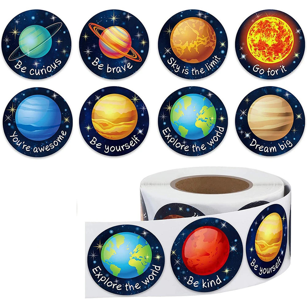 500PCS Children Reward Stickers Universal Planet Labels School Teacher Encourage Student Scrapbooking Stationery Stickers