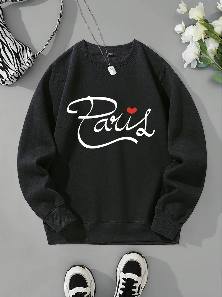 Personality Design Paris Printing Sportswear Male Autumn Crewneck Hoody Simple Basic Sweatshirts Fashion Casual Men'S Sportswear