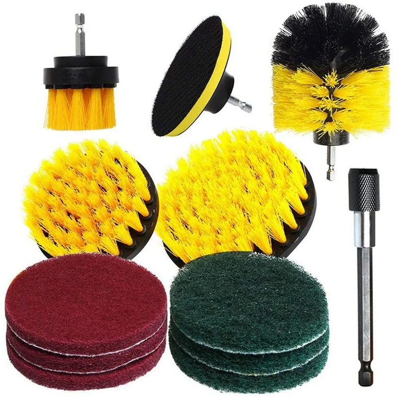 

12Pcs/Set Electric Drill Brush Scrub Pads Grout Power Drills Scrubber Cleaning Brush Kitchen Bathroom Cleaning Tools