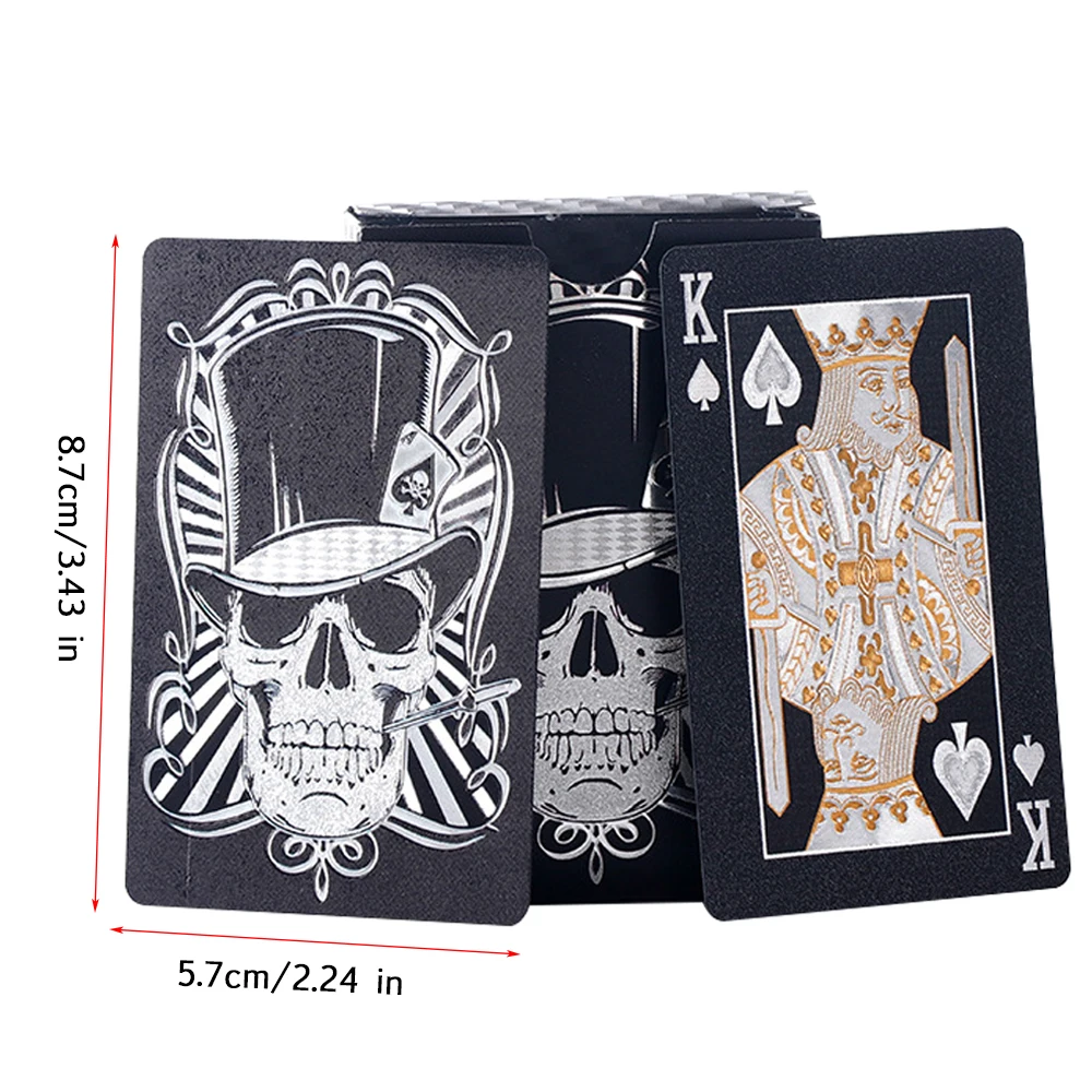 Black Gold Skull Playing Cards Game Group Plastic Waterproof Poker Durable Home Party Board Games Travel Gifts Collection