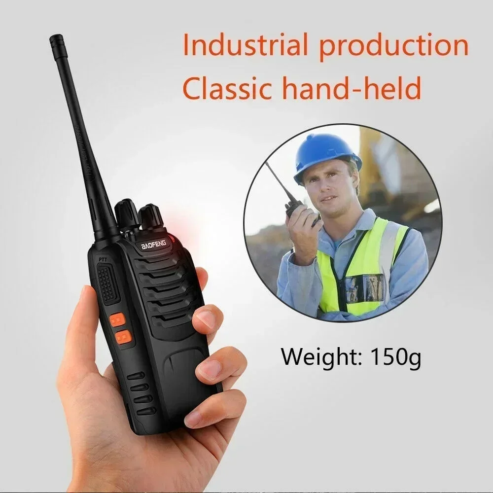 2PCS/1PCS 5KM Range Wireless Walkie-Talkie Talkie UHF 400-470MHz 5W Handheld Two-way Ham Radio(Desk Charge+BF888)