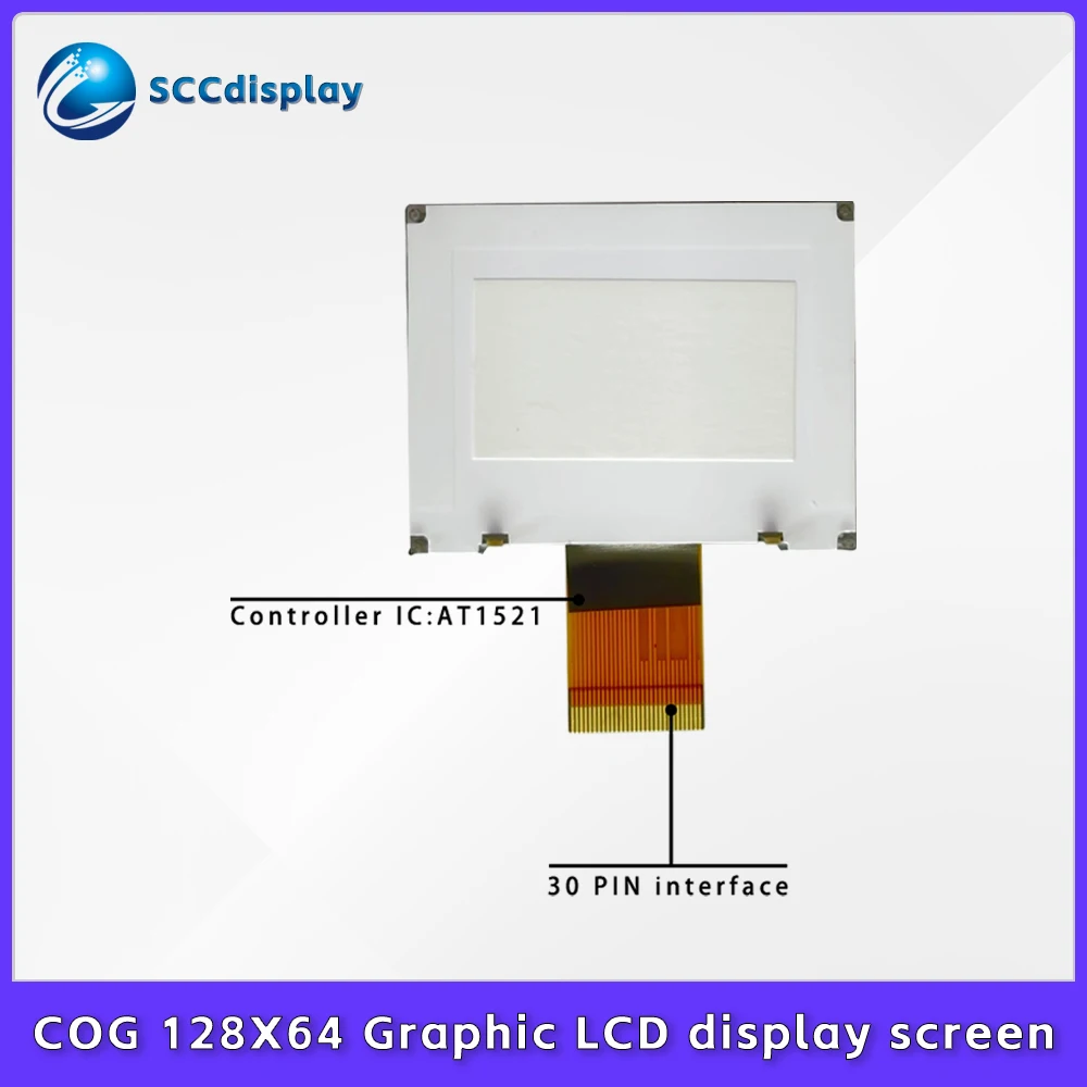 Small size COG LCD module JXD12864-653 low energy 128 * 64 storage cabinet POS machine dot matrix LCD display screen