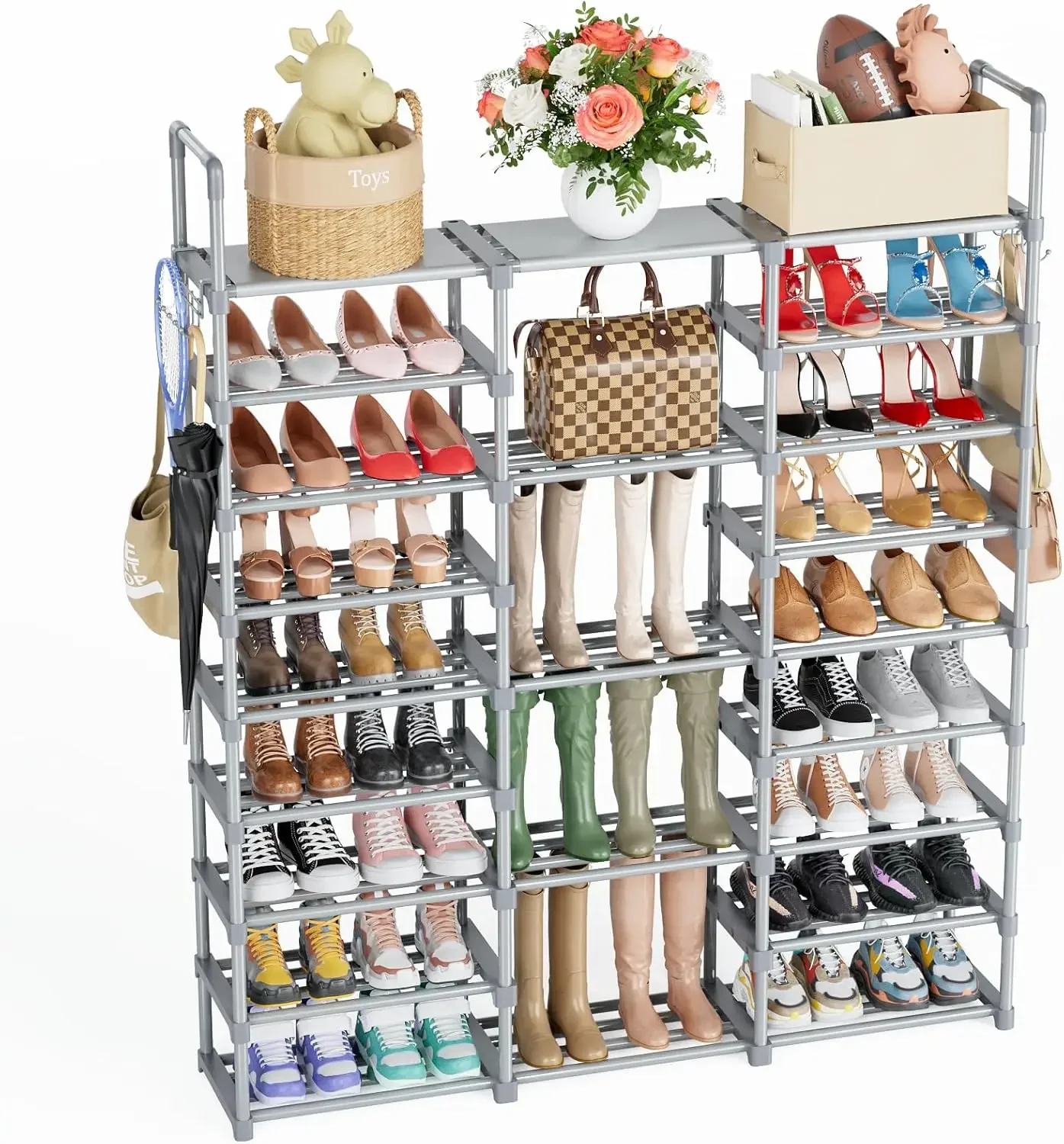 

9 Tiers Shoe Rack Tall Shoe Organizer Shoe Storage 50-55 Pairs Vertical Shelf Large Rack Organizer Stackable Racks NEW