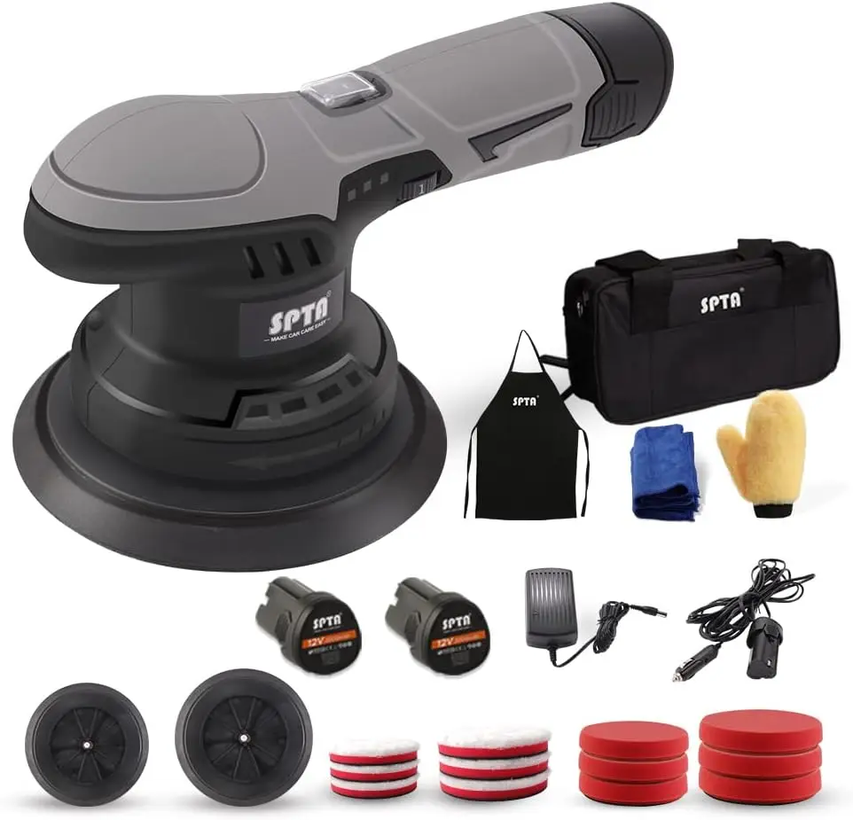 

Cordless Car Polisher with Variable Speed, 2 Rechargeable Batteries, and Polishing Pads Kit for Waxing