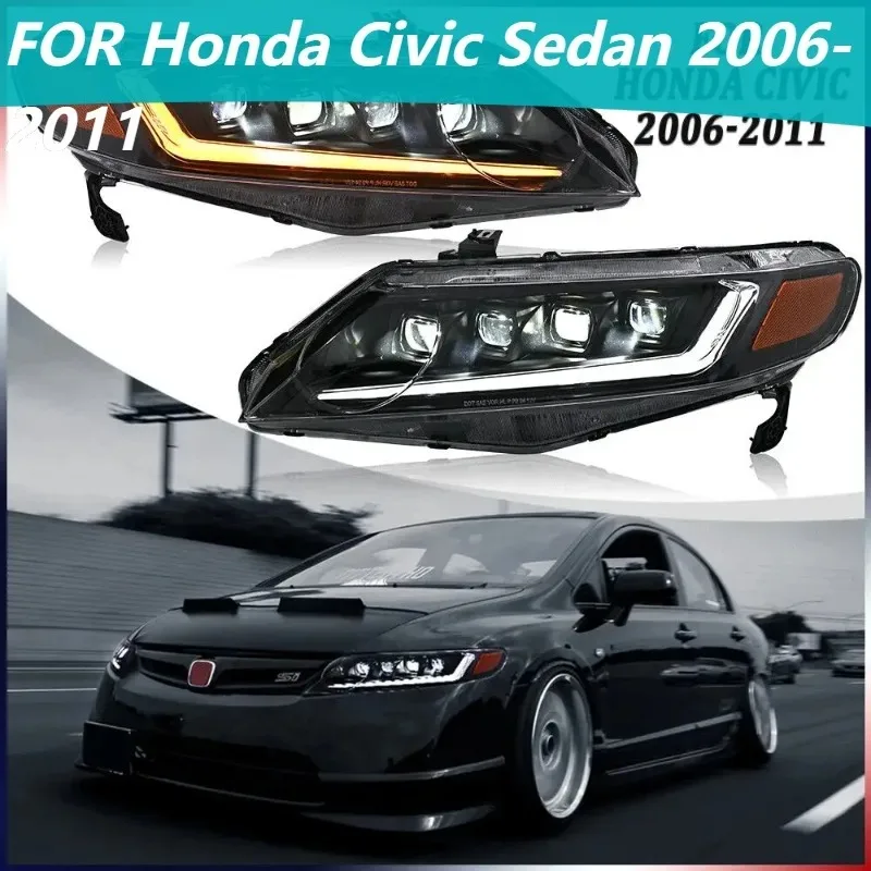 

1 Pair LED Headlight For Honda Civic Sedan 2006-2011, DRL Front Light Assembly