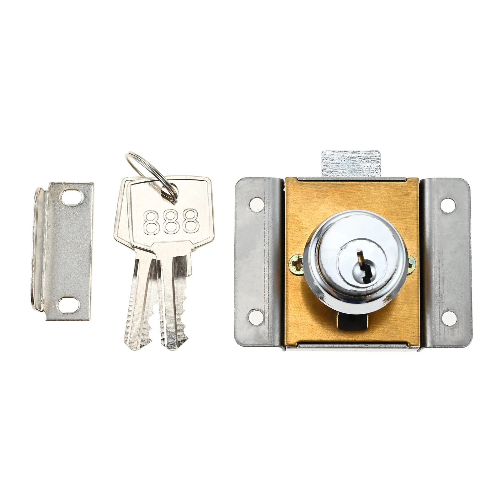 Handle Button Type Cabinet Lock with 2 Keys Solid Alloy Anti-Shake Furniture Latch for Yacht Boat RV Cupboard Door Easy Install