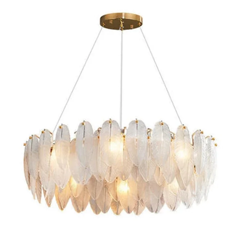 Modern Pearl Feather Glass Chandelier, Luxo Crystal Pendant Lamp, Quarto, Jantar, Home Decor, Cozinha, Designer teto Fixture