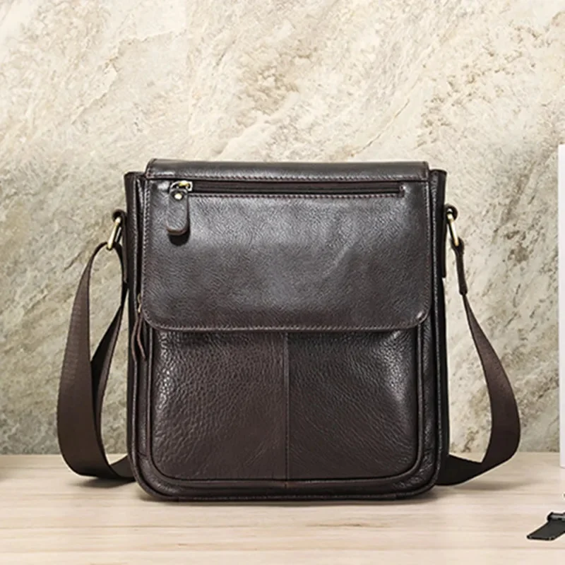 Genuine flap MEN'S shoulder vintage cow leather crossbody large capacity male messenger bag