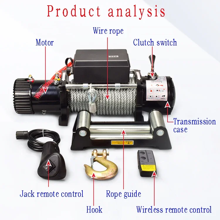 24V Electric Auto Winch 2000Lbs,electric winch