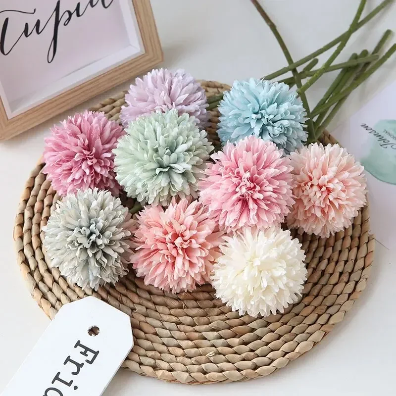 

6PCs Hydrangea Artificial Flowers Dandelion Bouquet Flowers for DIY Flower Arrangement Wedding Decoration Living Room Home Decor