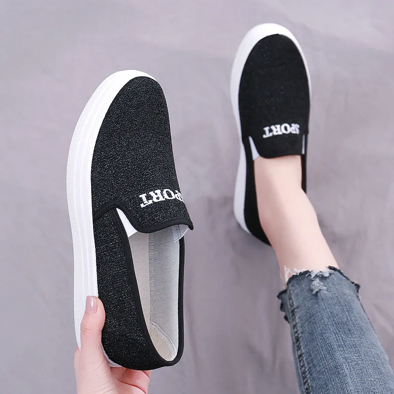 New Fashion Platform Cloth Shoes Women Shoes Spring and Autumn Flat Single Shoes Slip on Casual Lazy Shoes 2022 Zapatos De Mujer